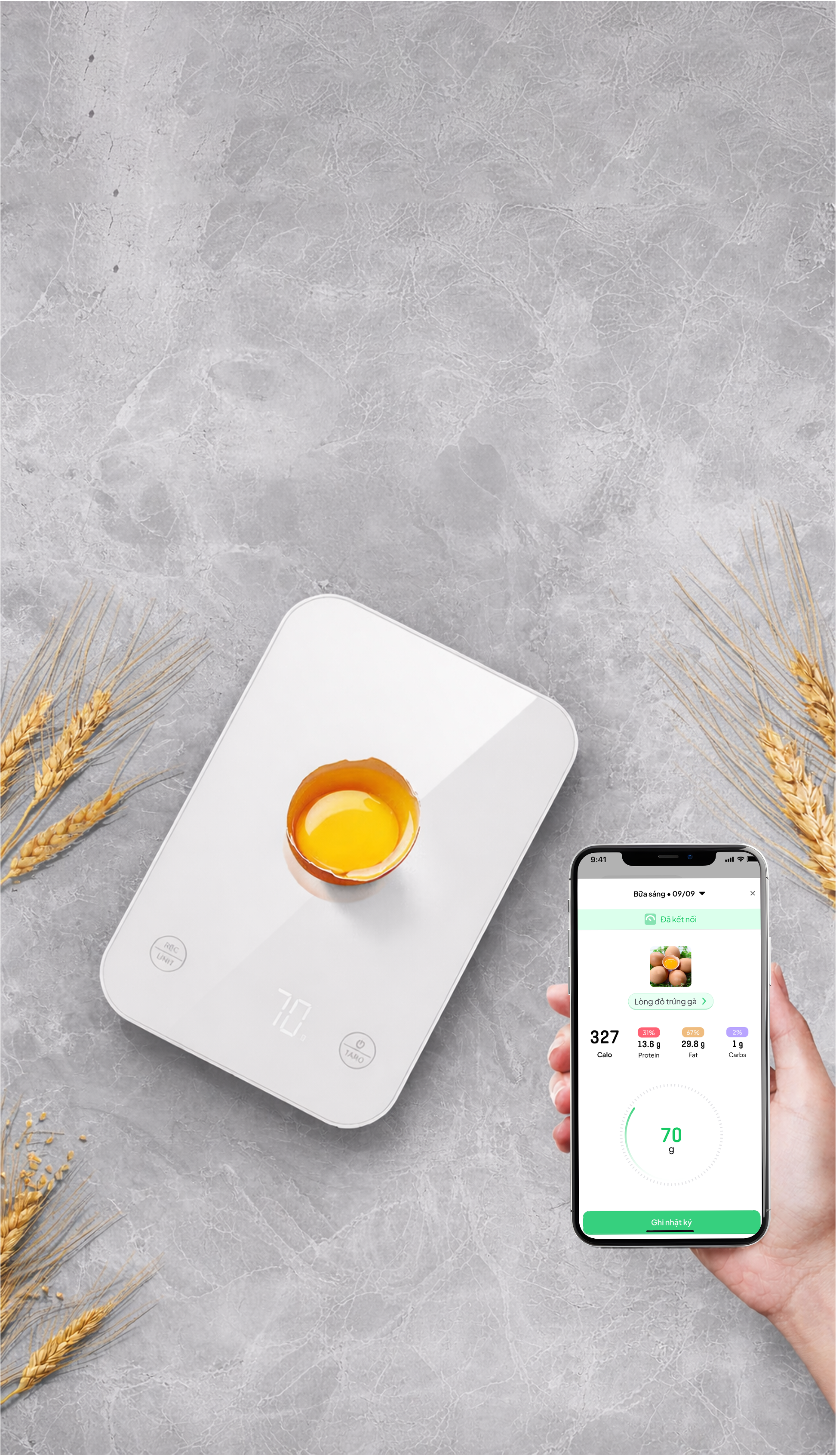 Cân Eatsy kết nối với ứng dụng trên điện thoại